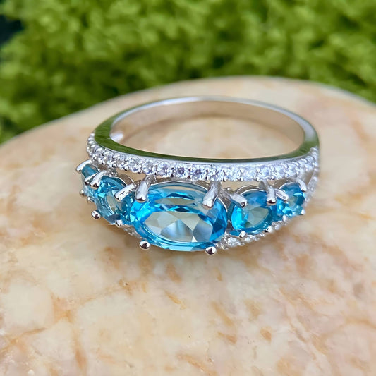 Ocean Whisper – Swiss Blue Topaz Ring