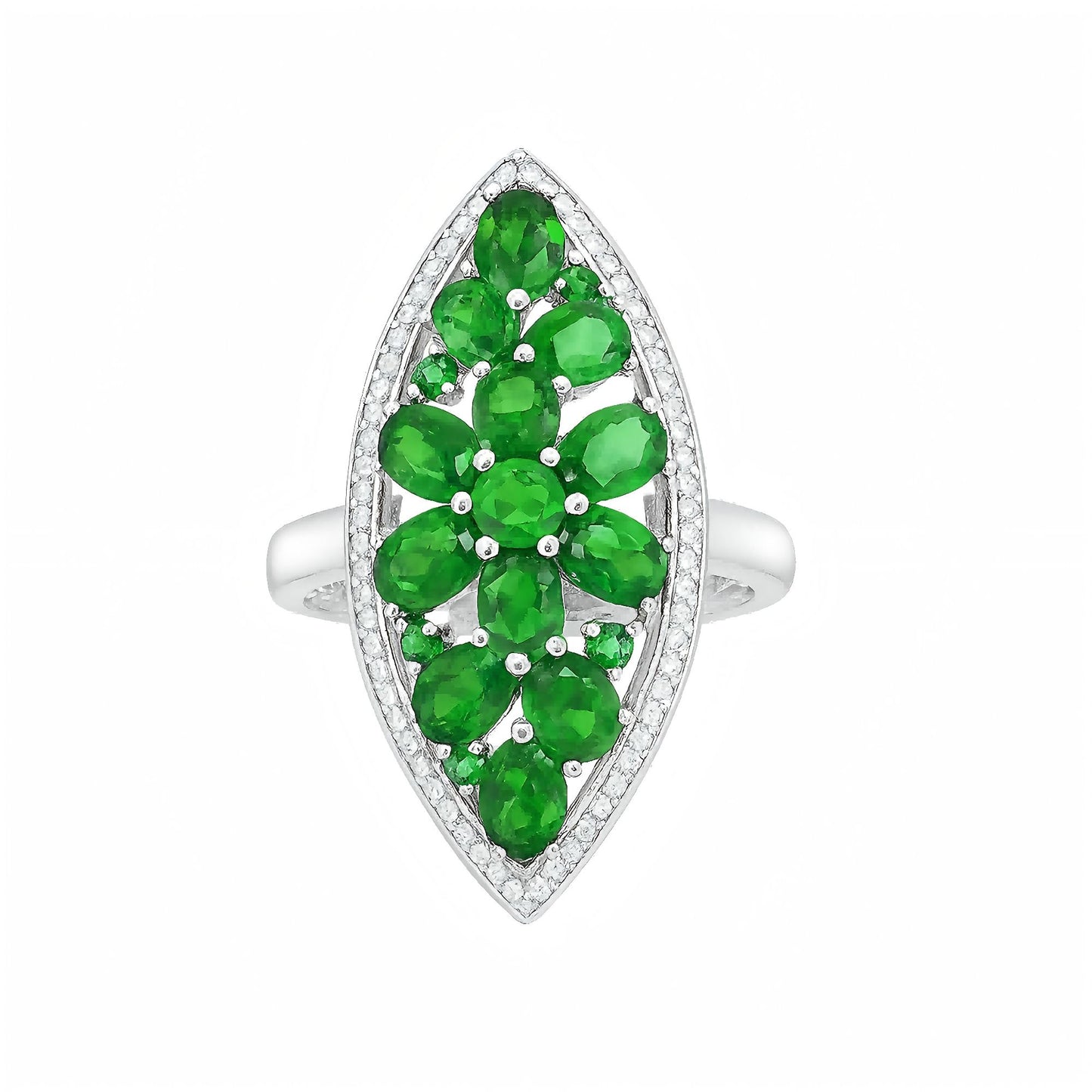 Leaflight – Natural Diopside Leaf Ring in 925 Sterling Silver