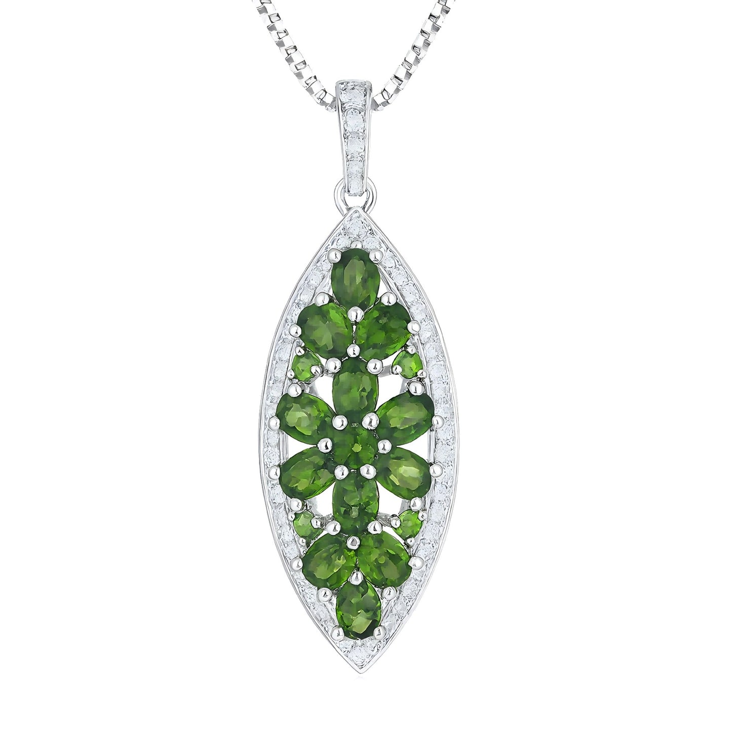 Leaflight – Natural Diopside Pendant Necklace in Leaf Silhouette