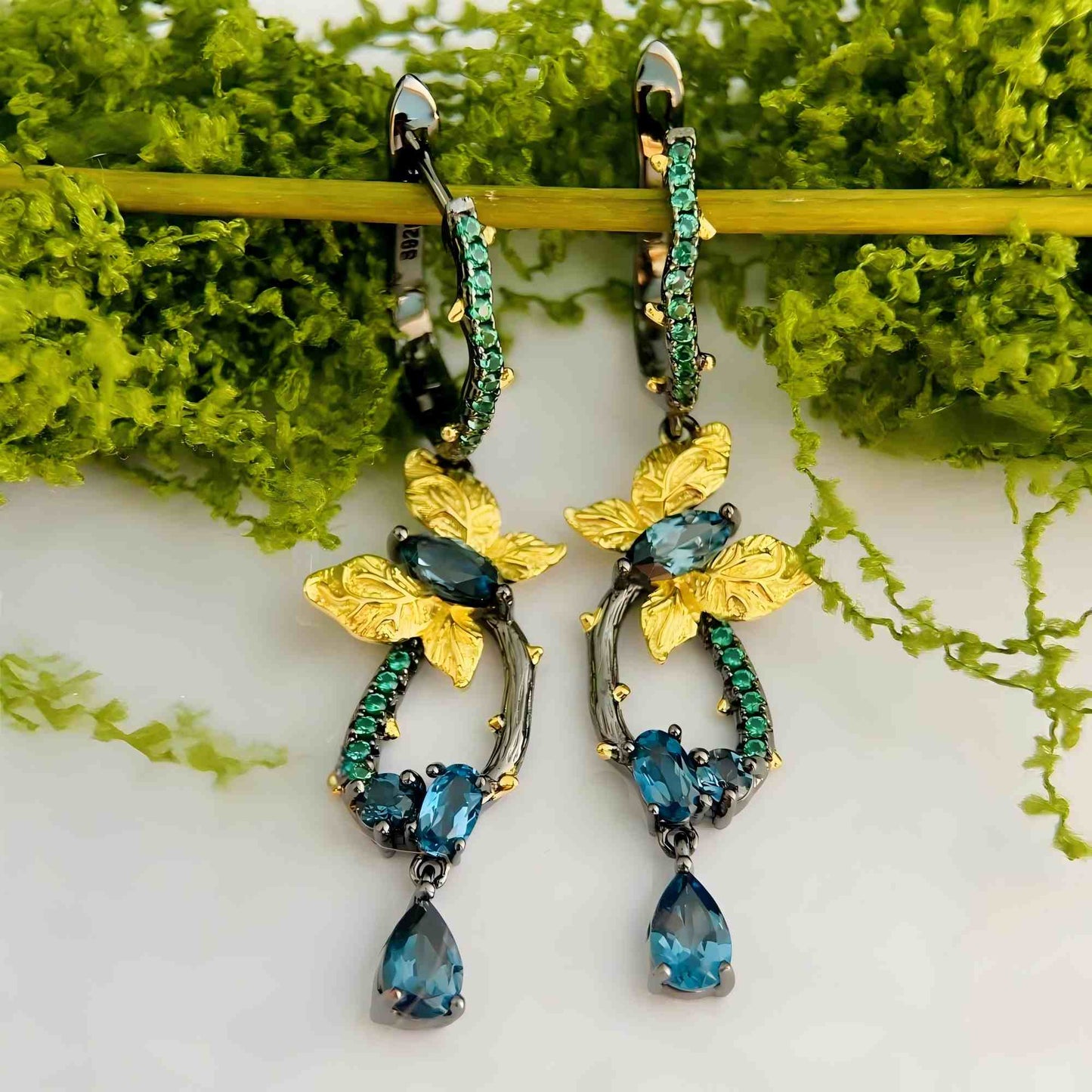 Ocean Drift – Natural London Blue Topaz Drop Earrings in 925 Sterling Silver