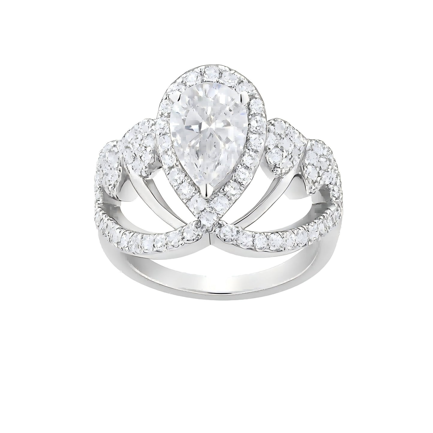 Regal Crown Sharp 1-Carat D Color Grade GRA Certified Brilliant Moissanite Diamond Ring in 925 Sterling Silver White Gold Plated for Engagement