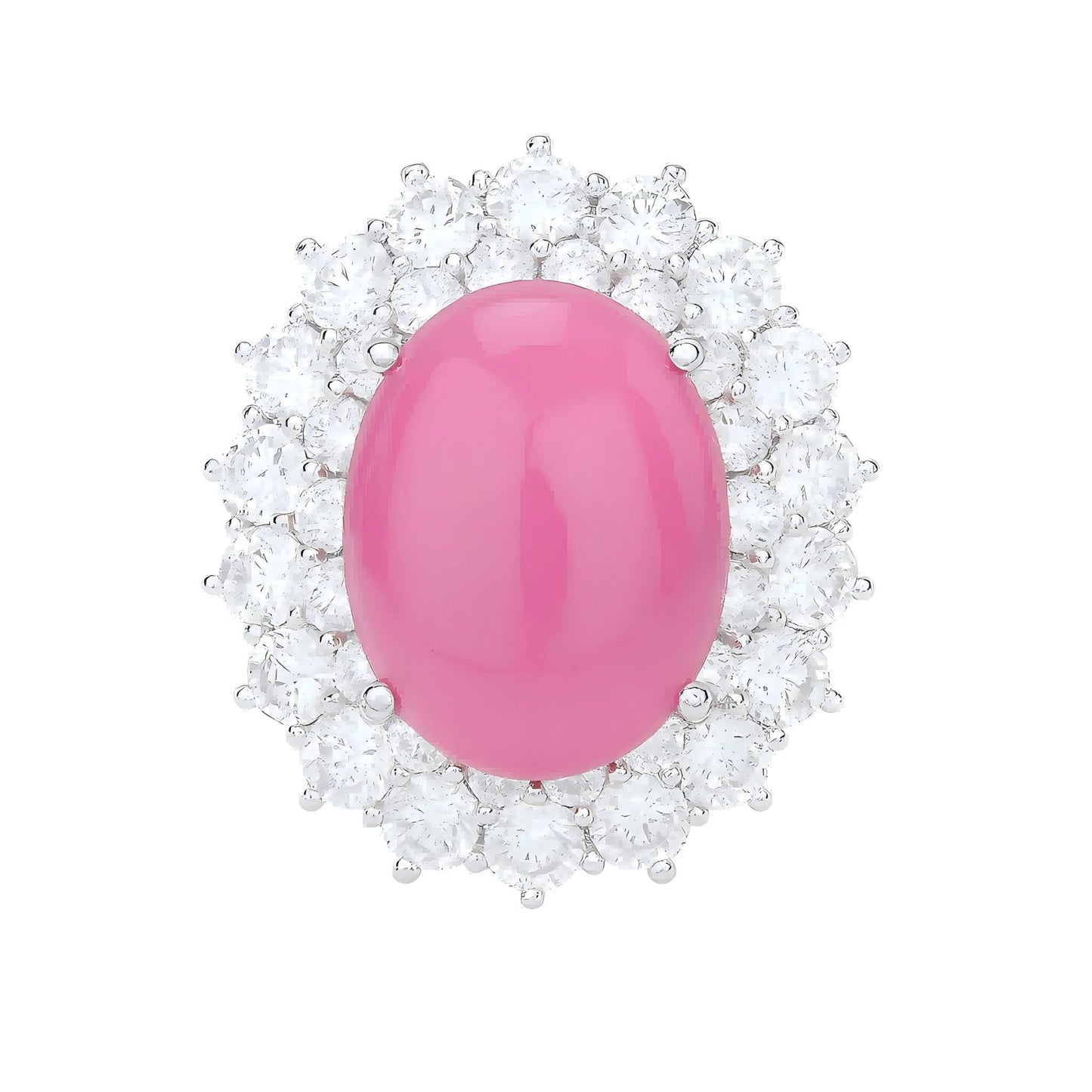 Crown Flame: Oval Cabochon Lab - Grown Ruby Ring in 925 Silver - Sound of Flowers