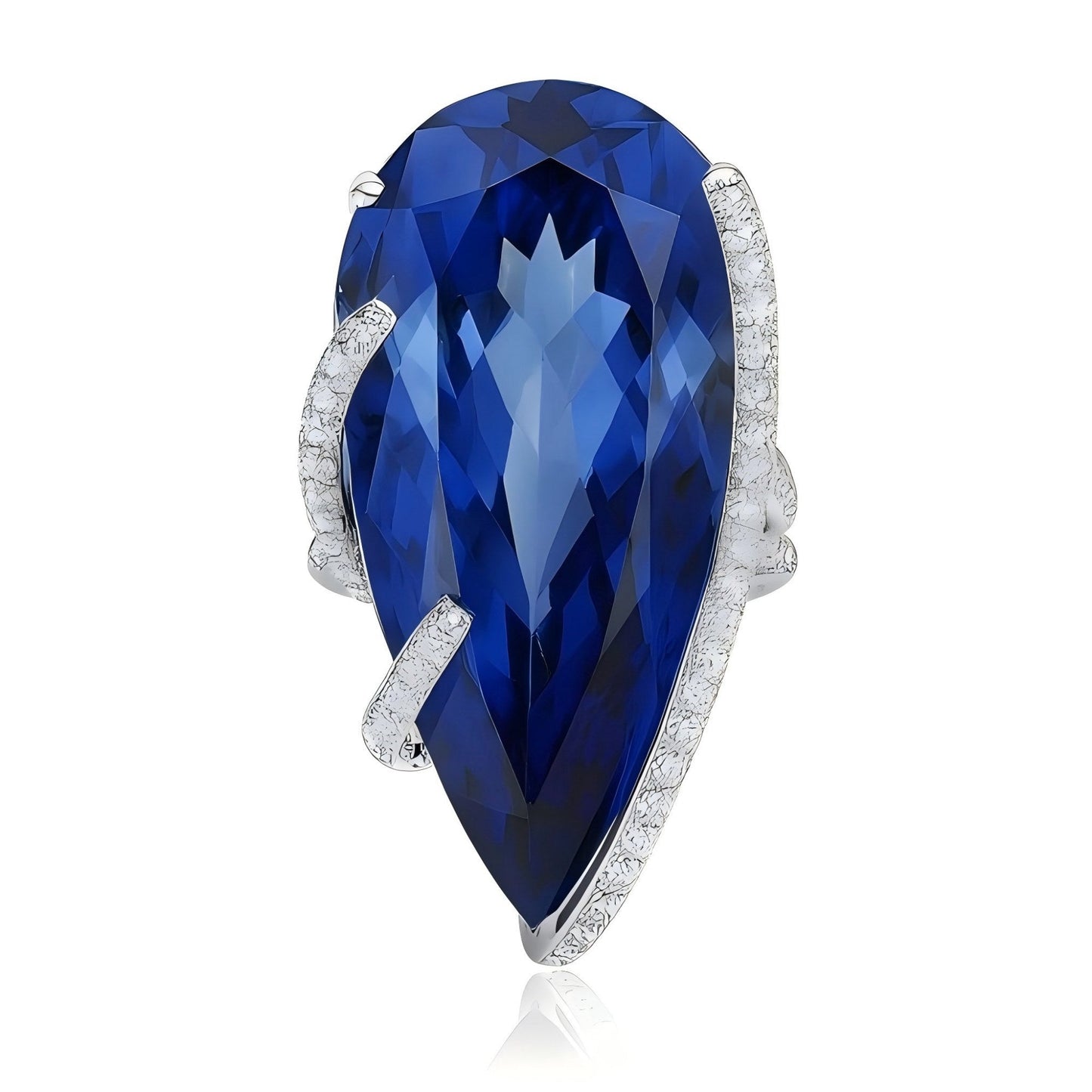 Frozen Wave – Blue Crystal Statement Ring in 925 Sterling Silver - Sound of Flowers