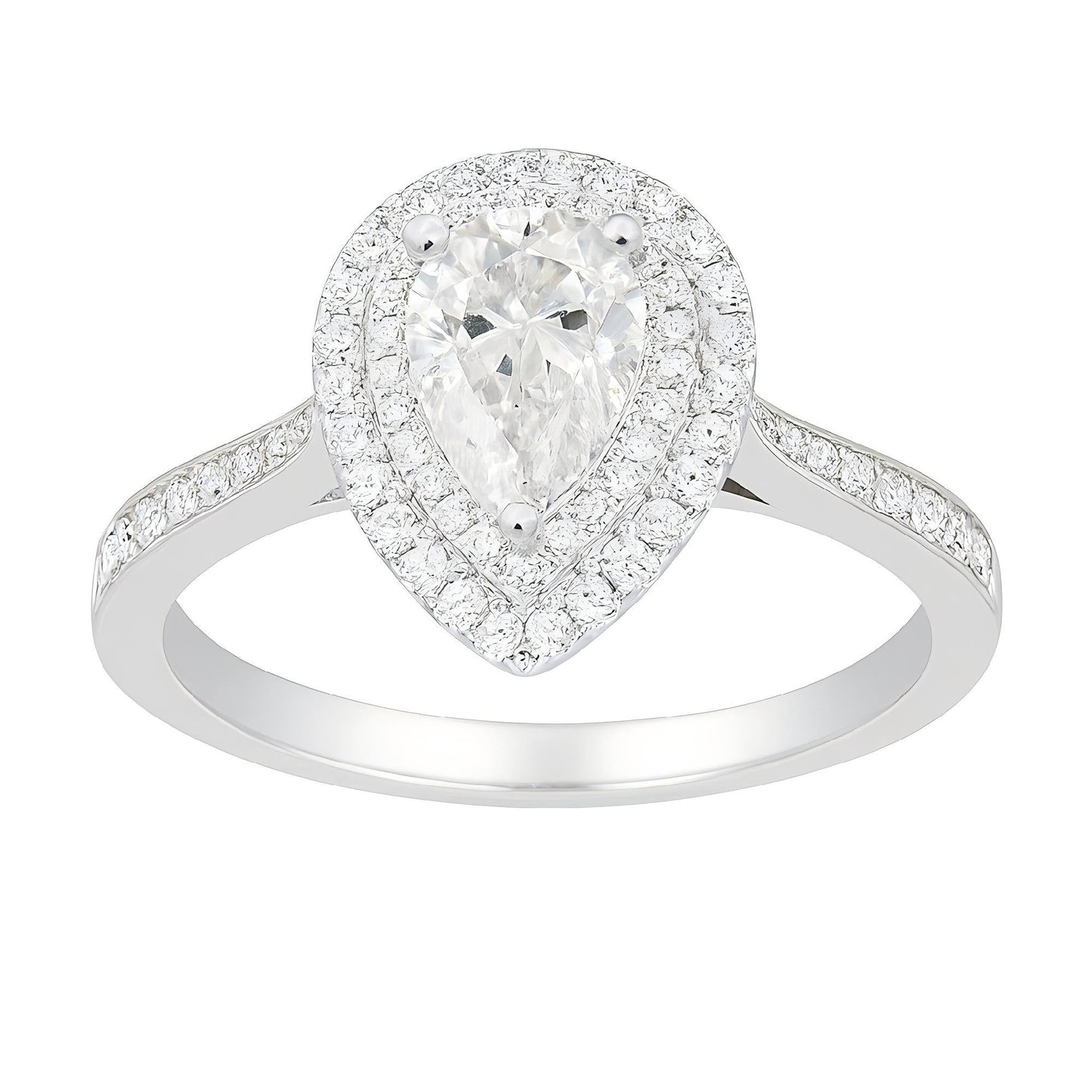 Graceful Waterdrop Shape 1 Carat D Color Moissanite Engagement Ring in 925 Sterling Silver White Gold Plated - GRA Certified - Sound of Flowers