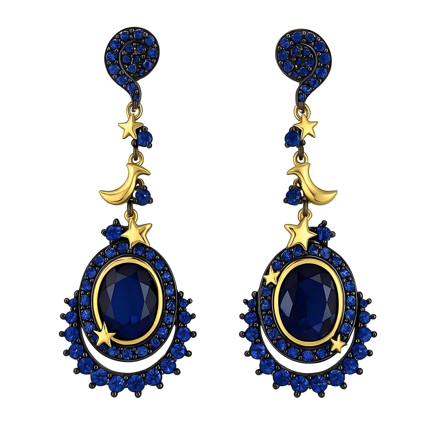 Moon Halo - Lab - Grown Sapphire Stud Earrings