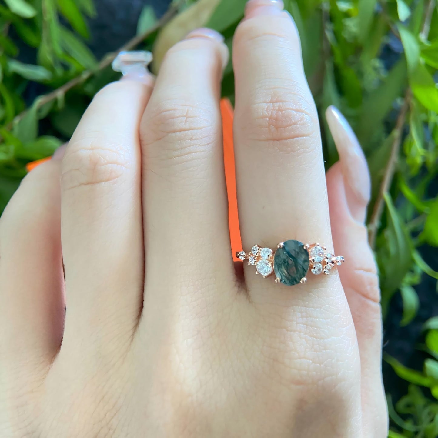 Moss Reverie - Forest Mirror Agate Ring