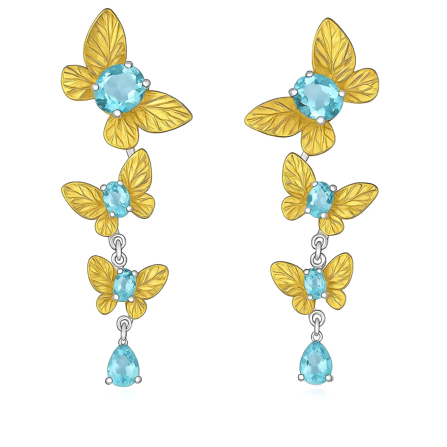 Petal Shine – Swiss Topaz Earrings in 925 Sterling Silver + Gold Plated - Sound of Flowers