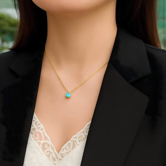 Poetic Shine – Swiss Topaz Pendant necklace in 925 Sterling Silver + Gold Plated - Sound of Flowers