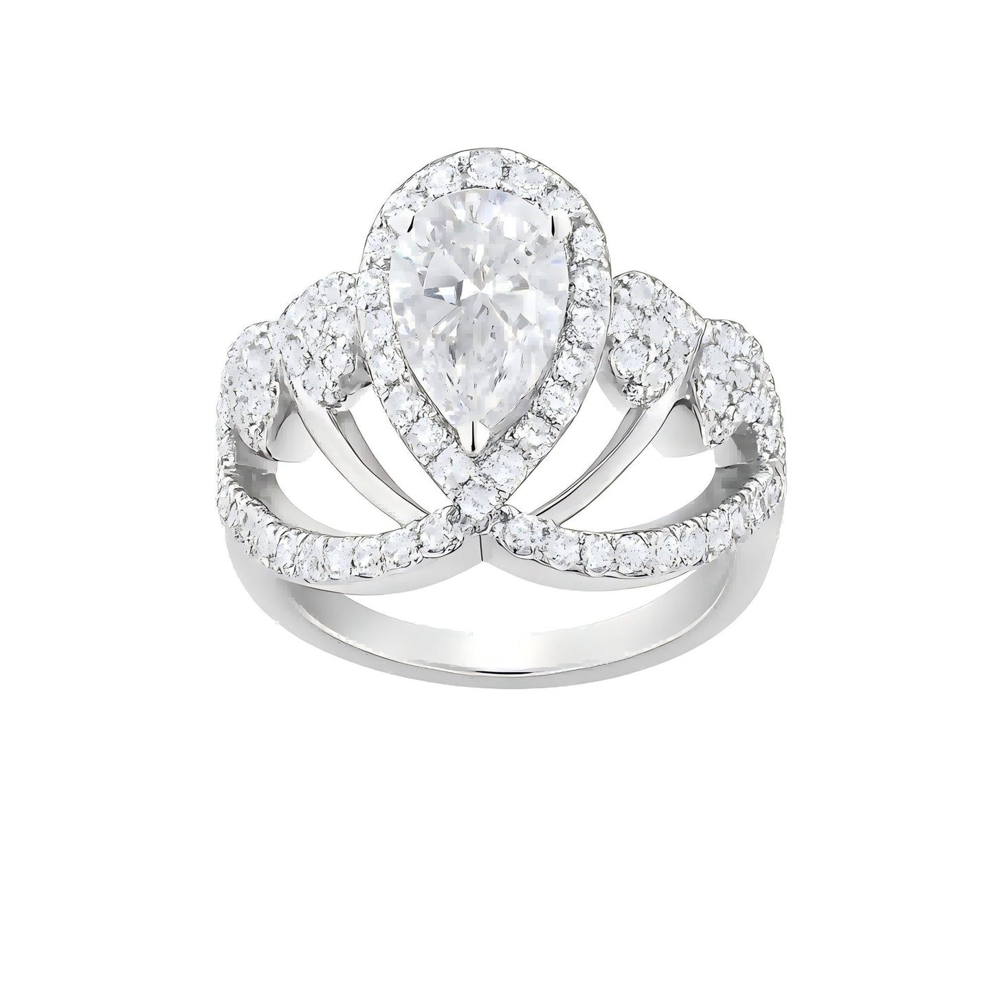 Regal Crown Sharp 1 - Carat D Color Grade GRA Certified Brilliant Moissanite Diamond Ring in 925 Sterling Silver White Gold Plated for Engagement - Sound of Flowers