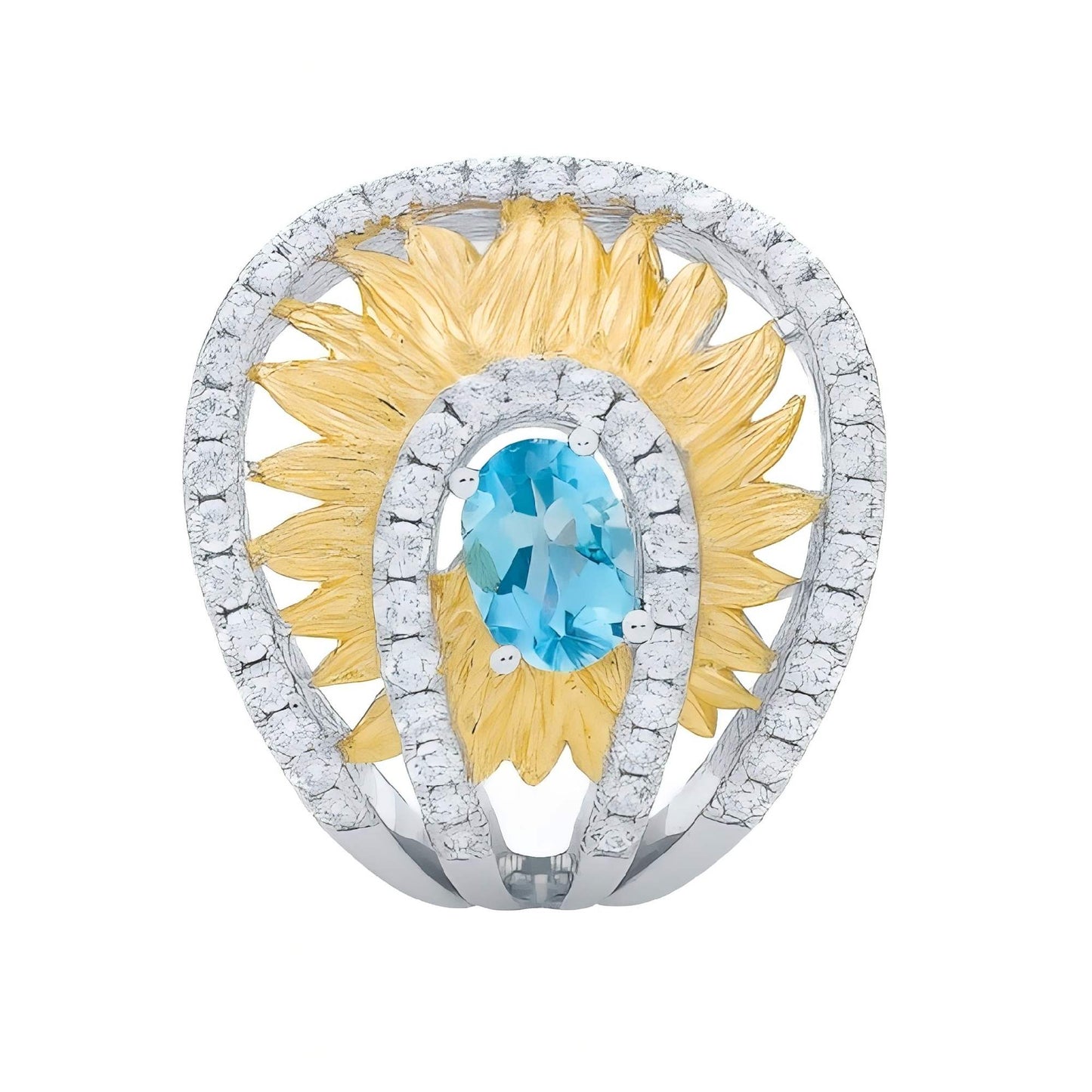 Sky Bloom – Swiss Blue Topaz Ring in 925 Sterling Sliver - Sound of Flowers