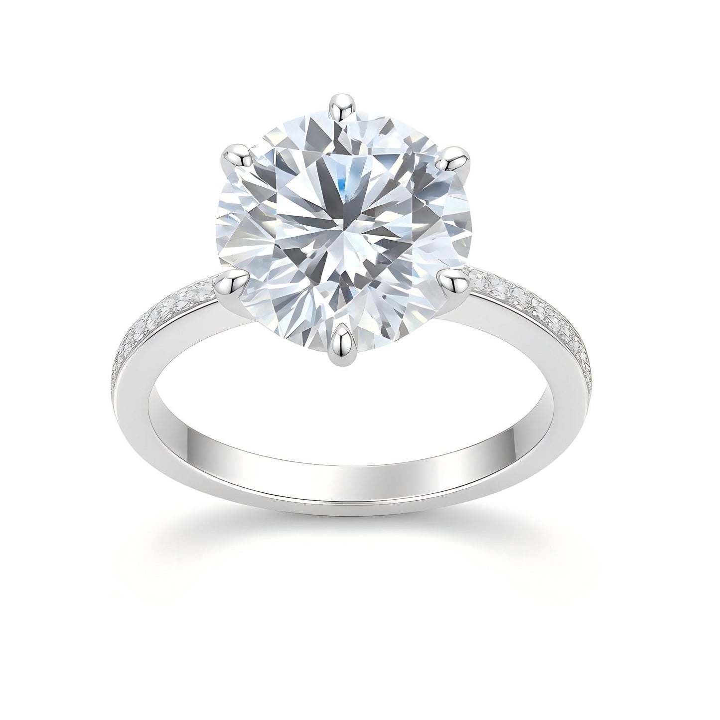 Starlit Crown – 3 Carat D Color Round Moissanite Statement Ring in 925 Silver - Sound of Flowers