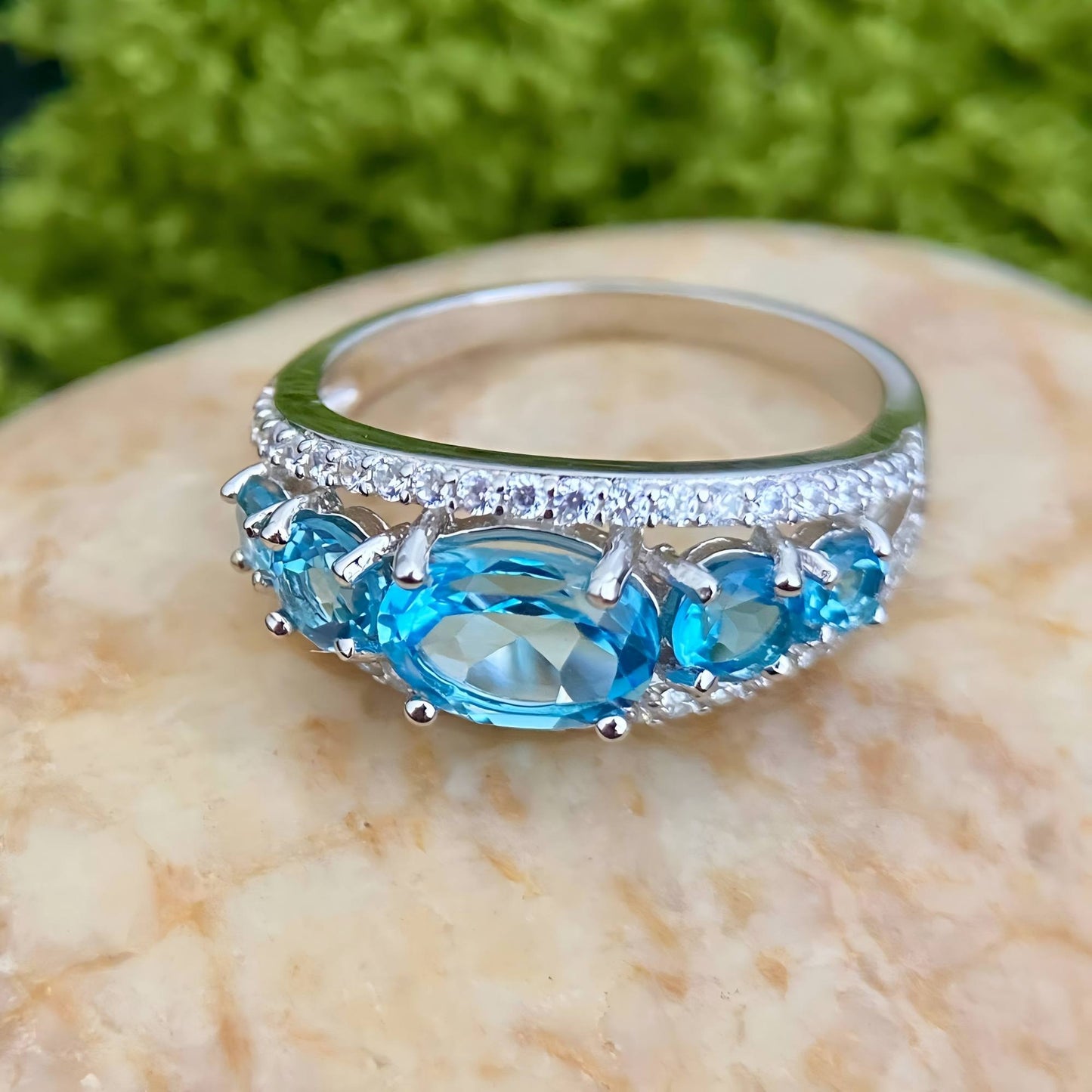 Ocean Whisper – Swiss Blue Topaz Ring