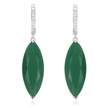 Emerald Grace - Green Agate Drop Earrings