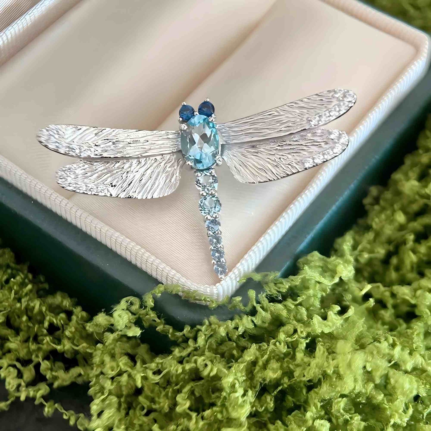 Sky Whisper - London Blue Topaz Dragonfly Brooch