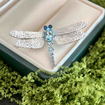 Sky Whisper - London Blue Topaz Dragonfly Brooch