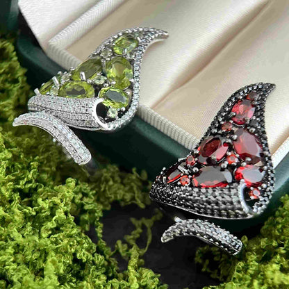 Crimson Calla - Garnet Lily-Inspired Ring