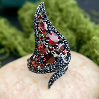 Crimson Calla - Garnet Lily-Inspired Ring