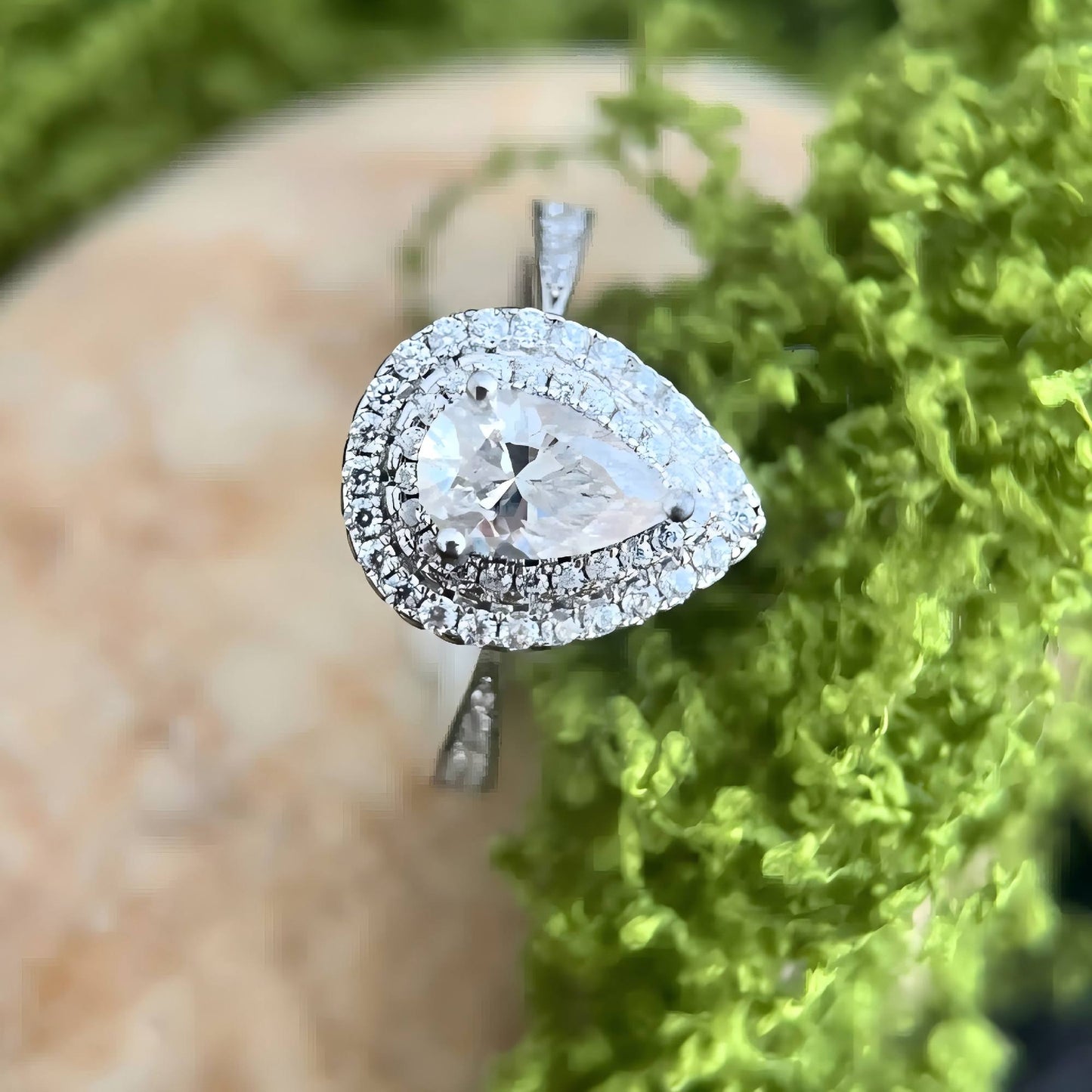 Graceful Waterdrop Shape 1 Carat D Color Moissanite Engagement Ring in 925 Sterling Silver White Gold Plated - GRA Certified