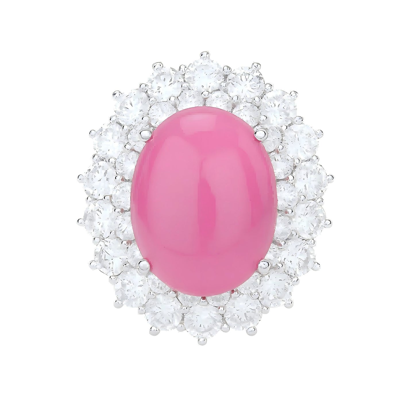 Crown Flame: Oval Cabochon Lab-Grown Ruby Ring in 925 Silver