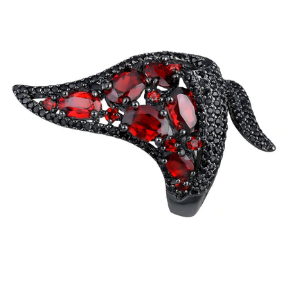 Crimson Calla – Garnet Lily - Inspired Statement Ring in 925 Sterling Silver - Sound of Flowers