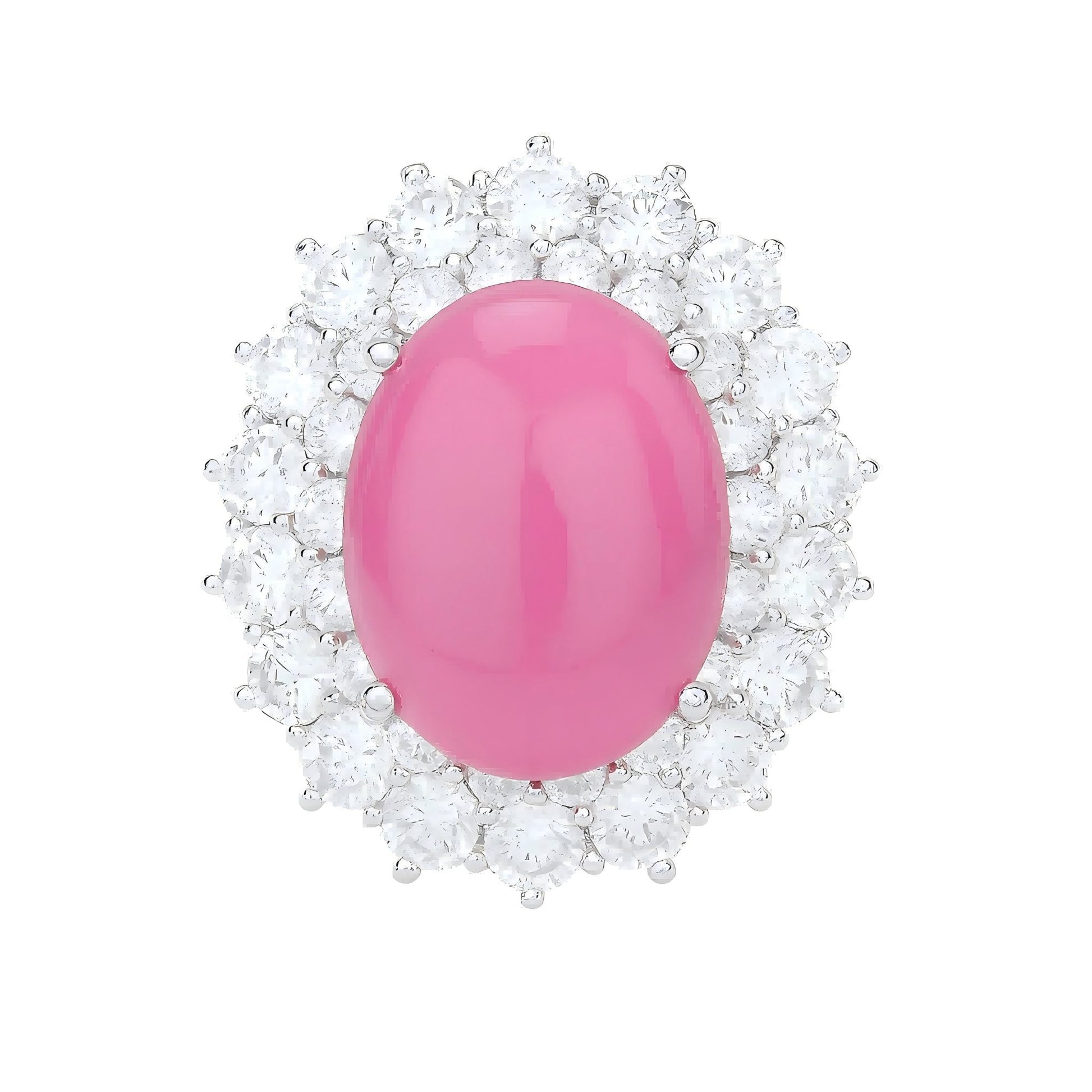 Crown Flame: Oval Cabochon Lab - Grown Ruby Ring in 925 Silver - Sound of Flowers