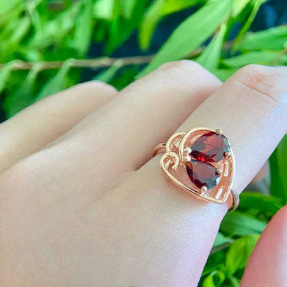 Ember Kiss: Rhodolite Garnet Teardrop Ring