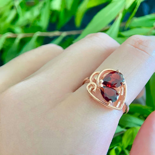 Ember Kiss: Rhodolite Garnet Teardrop Ring