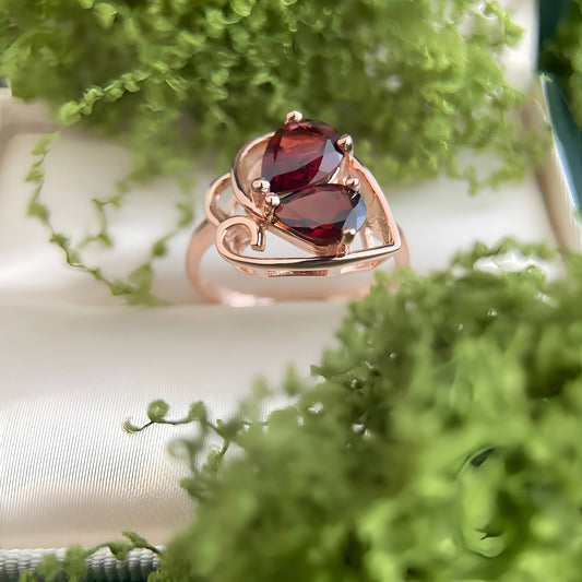 Ember Kiss: Garnet Teardrop Ring