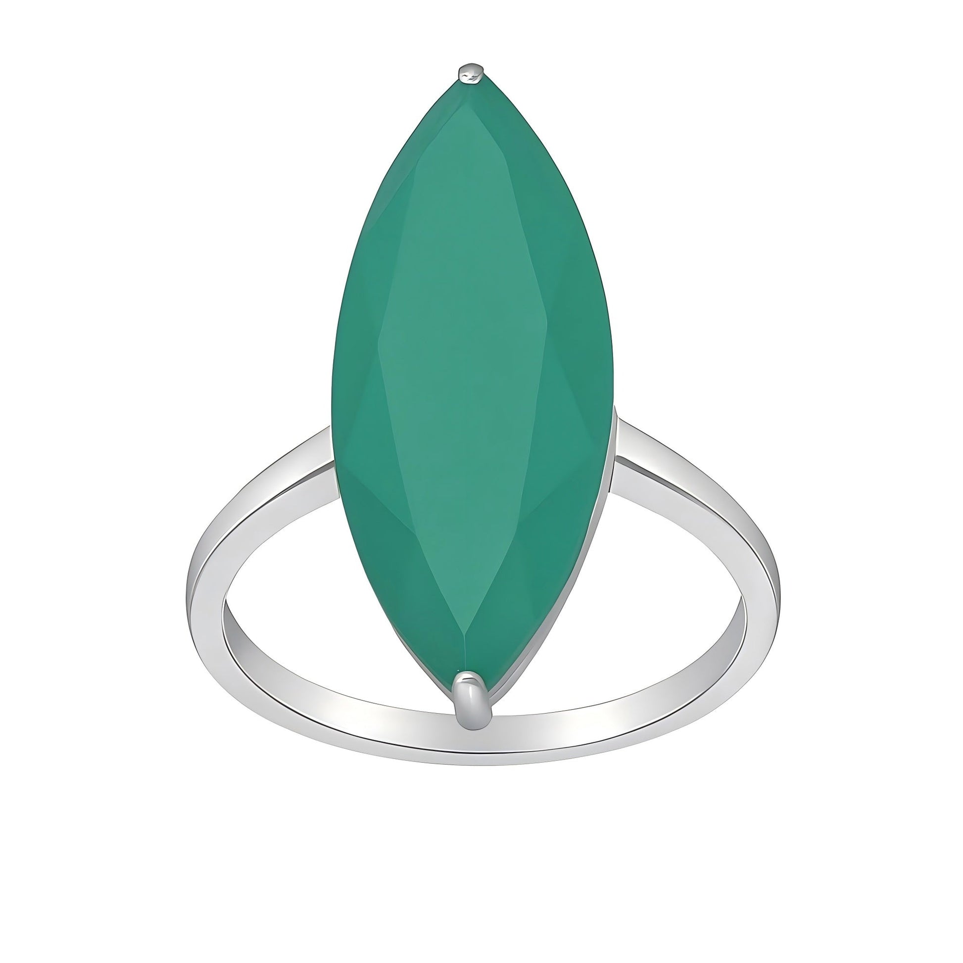 Emerald Grace: Green Agate Statement Ring in 925 Sterling Silver - Sound of Flowers