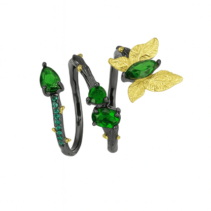 Forest Chant – Diopside Leaf Ring