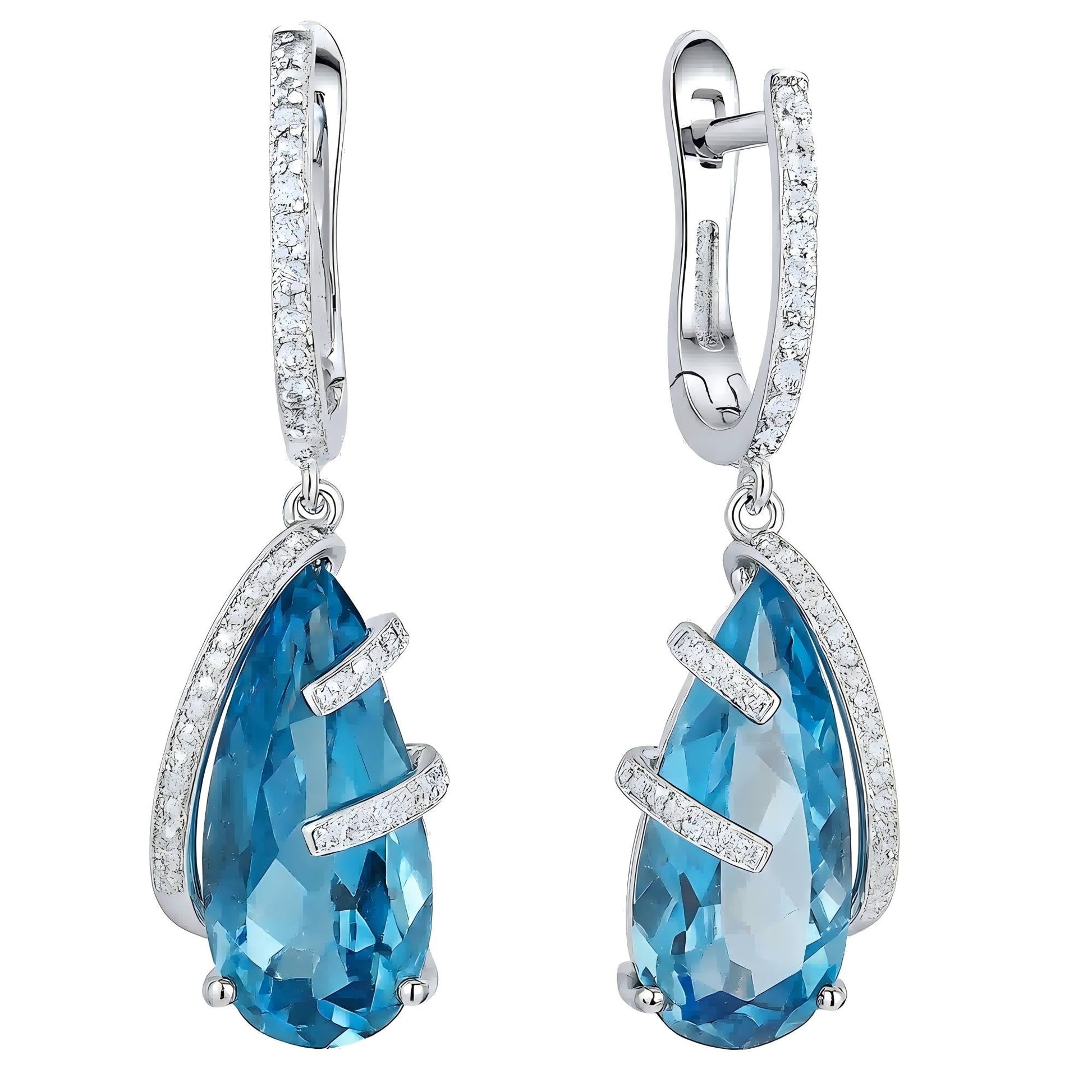 Frozen Wave – Blue Crystal Drop Earrings - Sound of Flowers