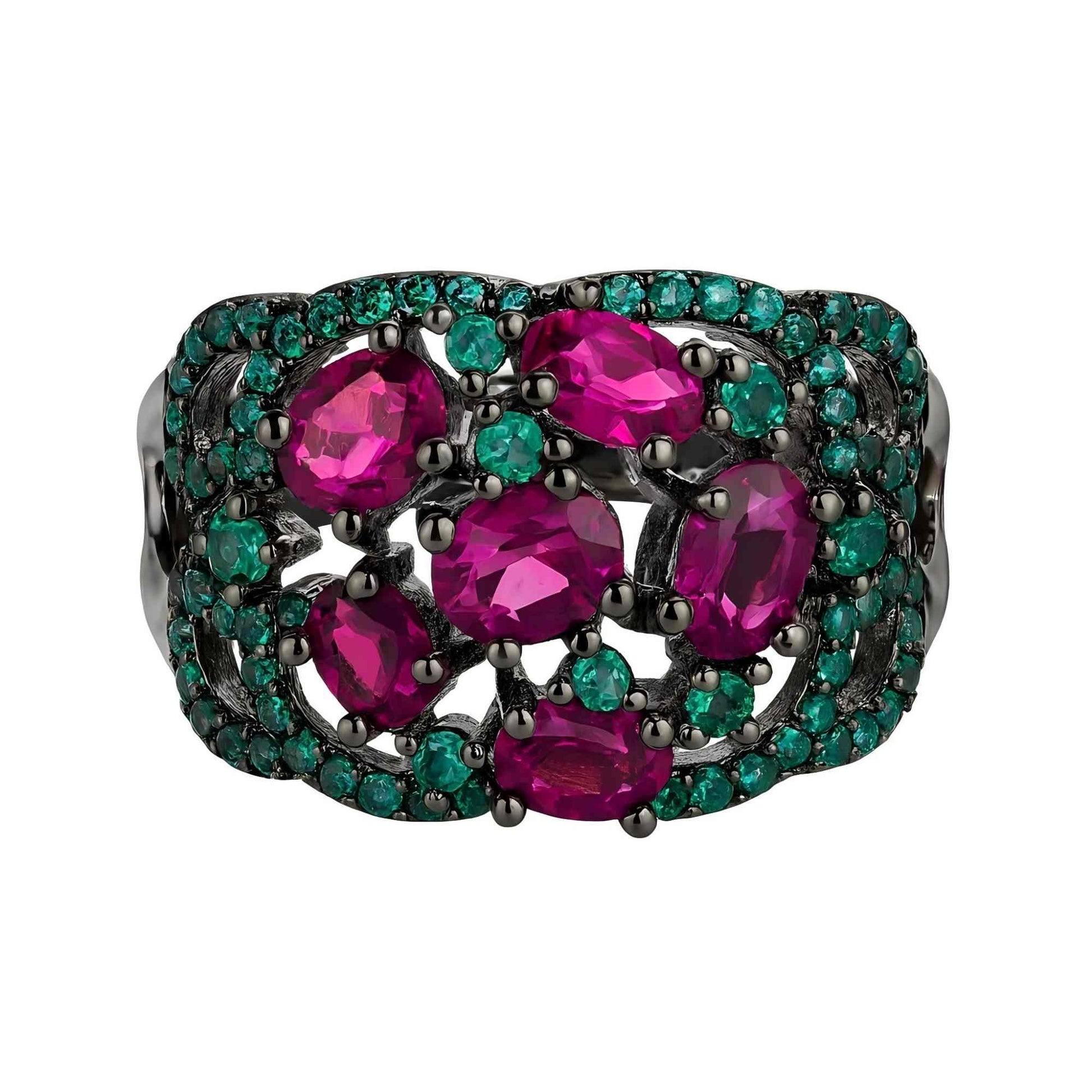 Garden Radiance - Garnet & Green Zircon Dome Ring - Sound of Flowers