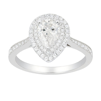 Graceful Waterdrop Shape 1 Carat D Color Moissanite Engagement Ring in 925 Sterling Silver White Gold Plated - GRA Certified - Sound of Flowers