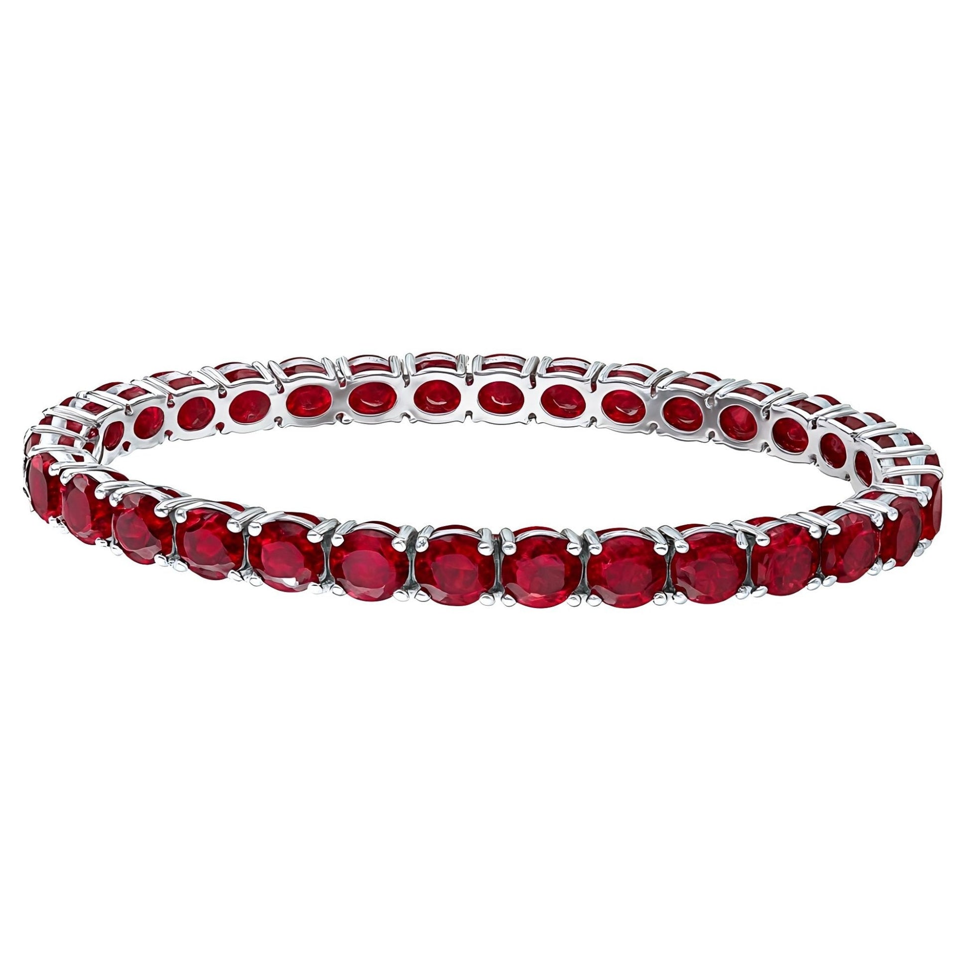 Heartline – Minimalist Ruby Chain Bracelet in Sterling Silver - Sound of Flowers