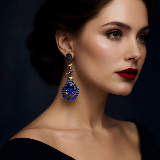 Moon Halo - Lab - Grown Sapphire Stud Earrings 