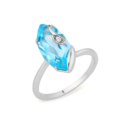 Personal Muse – Custom Sky Blue Topaz Ring in Sterling Silver - Sound of Flowers