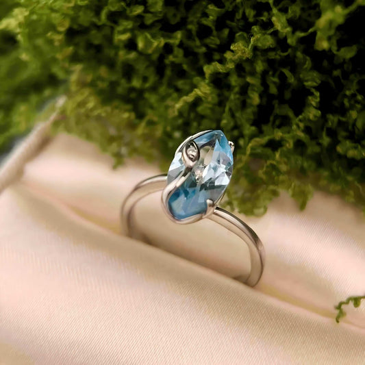 Personal Muse – Custom Sky Blue Topaz Ring in Sterling Silver - Sound of Flowers