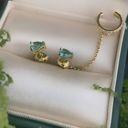 Petal Shine – Sky Blue Topaz Earrings in 925 Sterling Sliver - Sound of Flowers