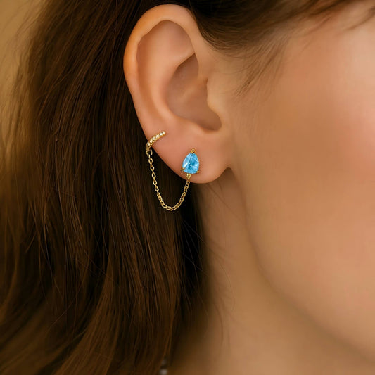 Petal Shine – Sky Blue Topaz Earrings 