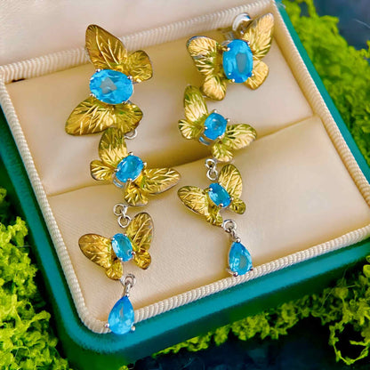 Petal Shine – Swiss Topaz Earrings in 925 Sterling Silver + Gold Plated - Sound of Flowers