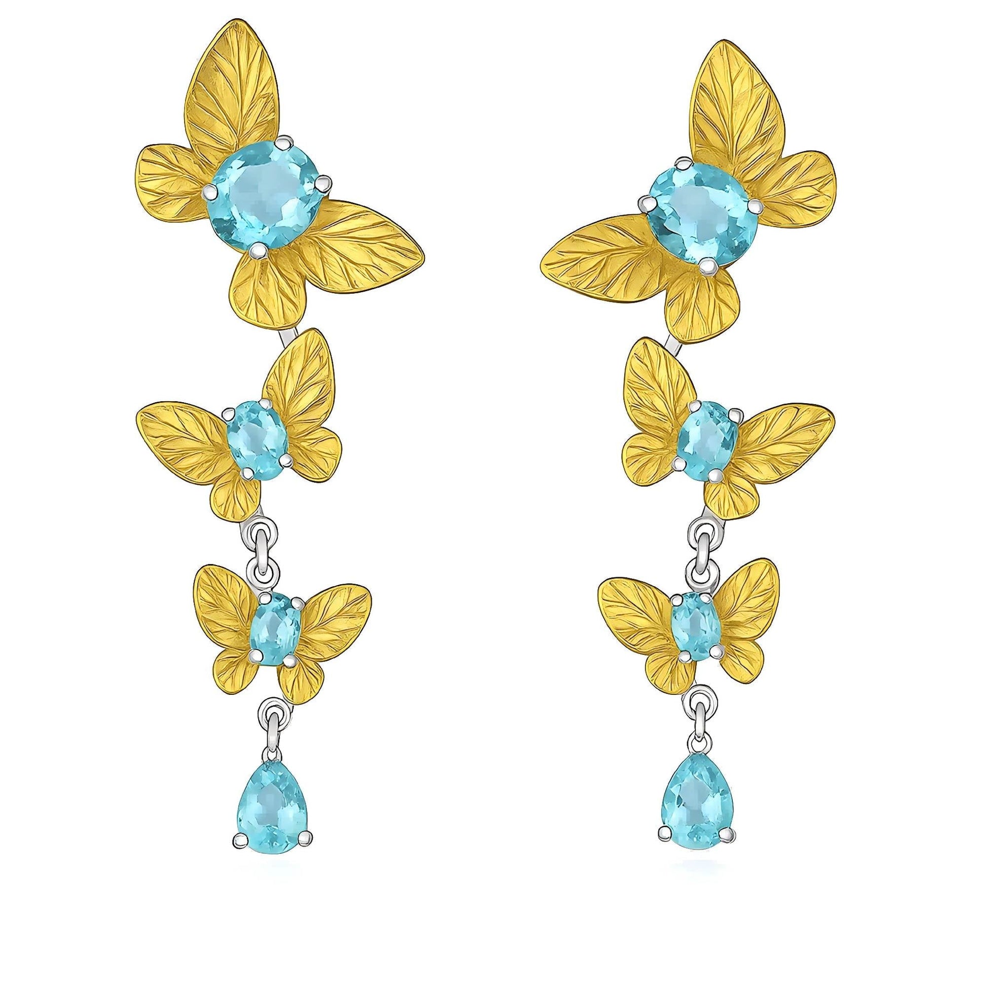 Petal Shine – Swiss Topaz Earrings in 925 Sterling Silver + Gold Plated - Sound of Flowers