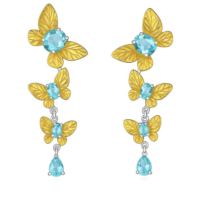 Petal Shine – Swiss Topaz Earrings in 925 Sterling Silver + Gold Plated - Sound of Flowers