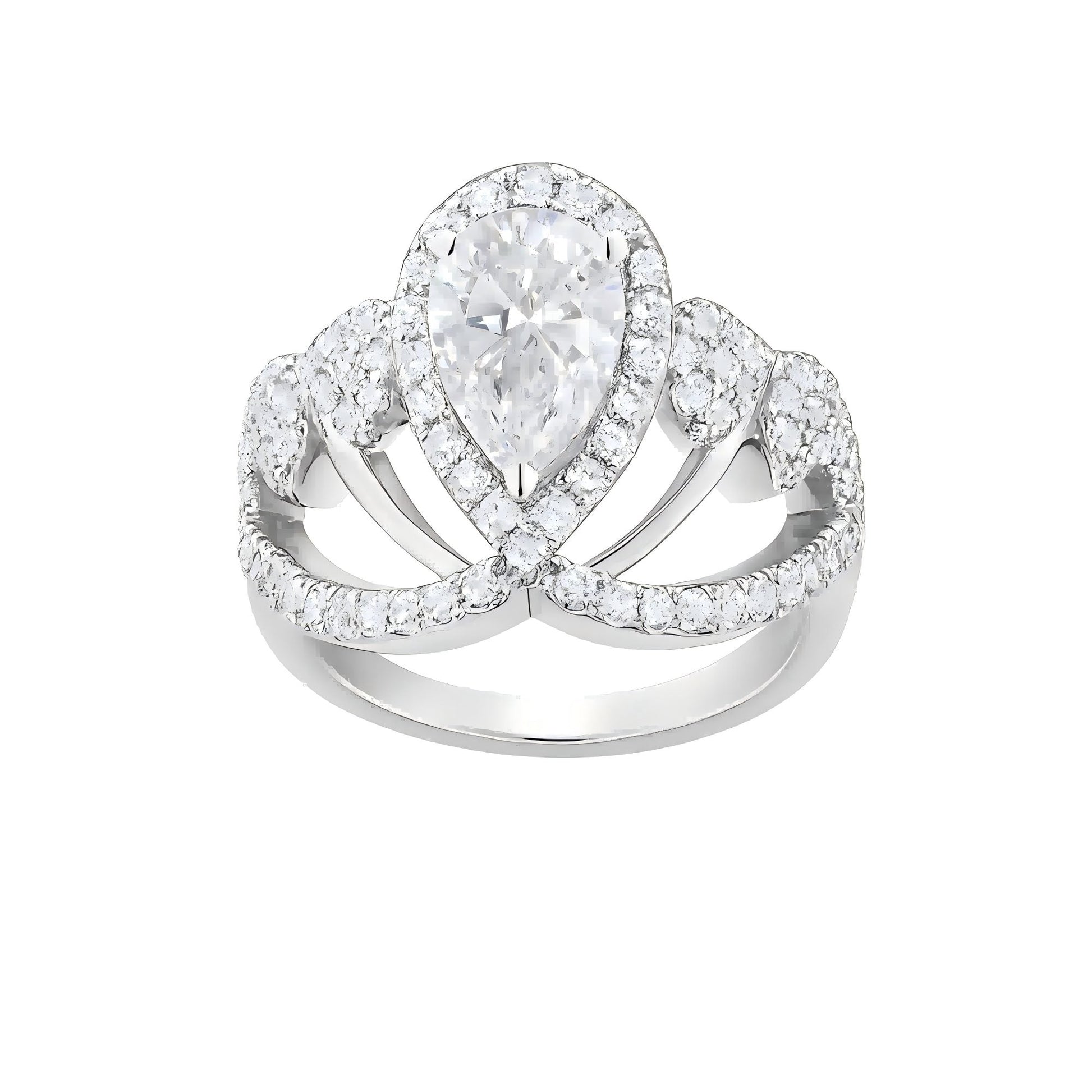 Regal Crown Sharp 1 - Carat D Color Grade GRA Certified Brilliant Moissanite Diamond Ring in 925 Sterling Silver White Gold Plated for Engagement - Sound of Flowers