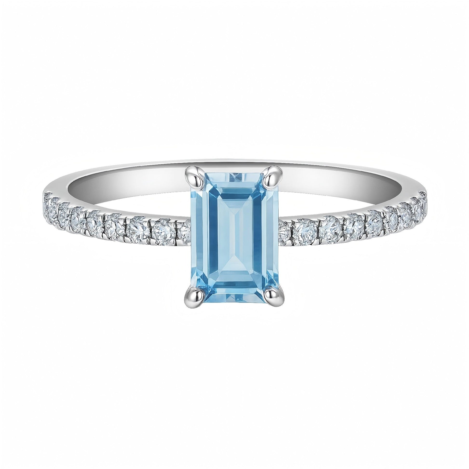 Silent Sky - Blue Topaz Rectangular Ring