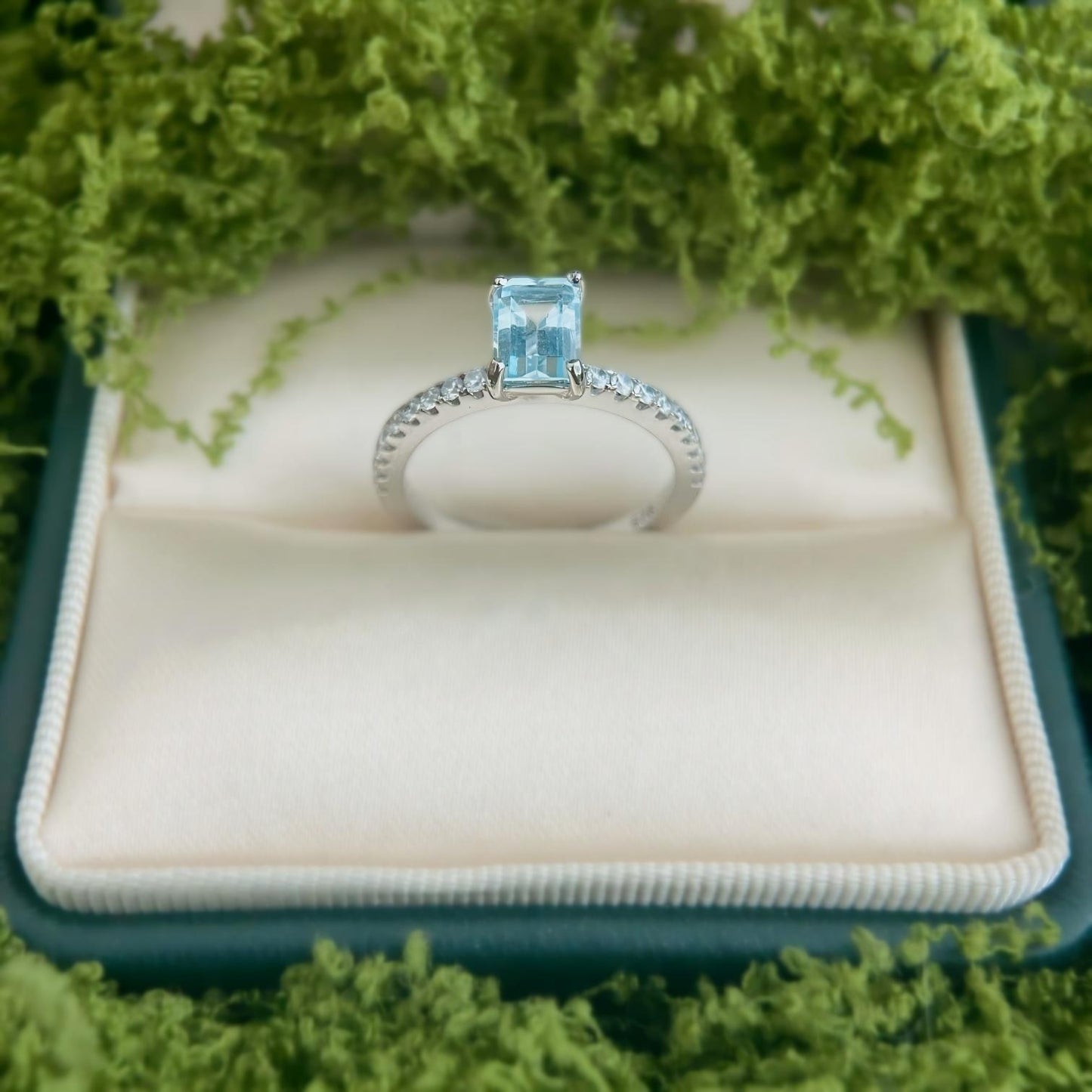 Silent Sky - Blue Topaz Rectangular Ring 