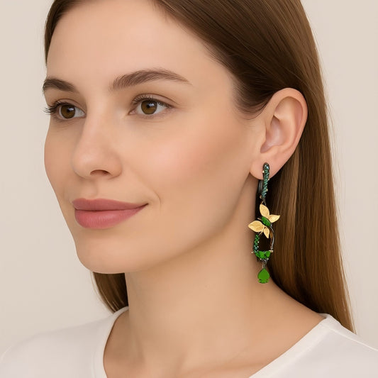 Spring Thread – Diopside Drop Earrings in 925 Sterling Silver - Sound of Flowers