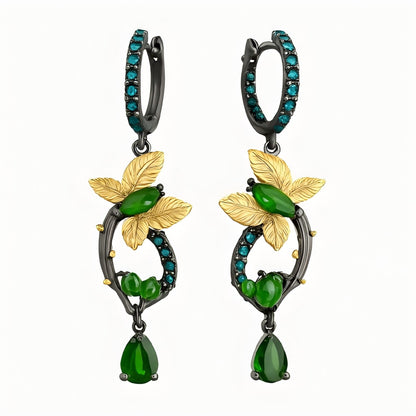 Spring Thread – Diopside Drop Earrings in 925 Sterling Silver - Sound of Flowers