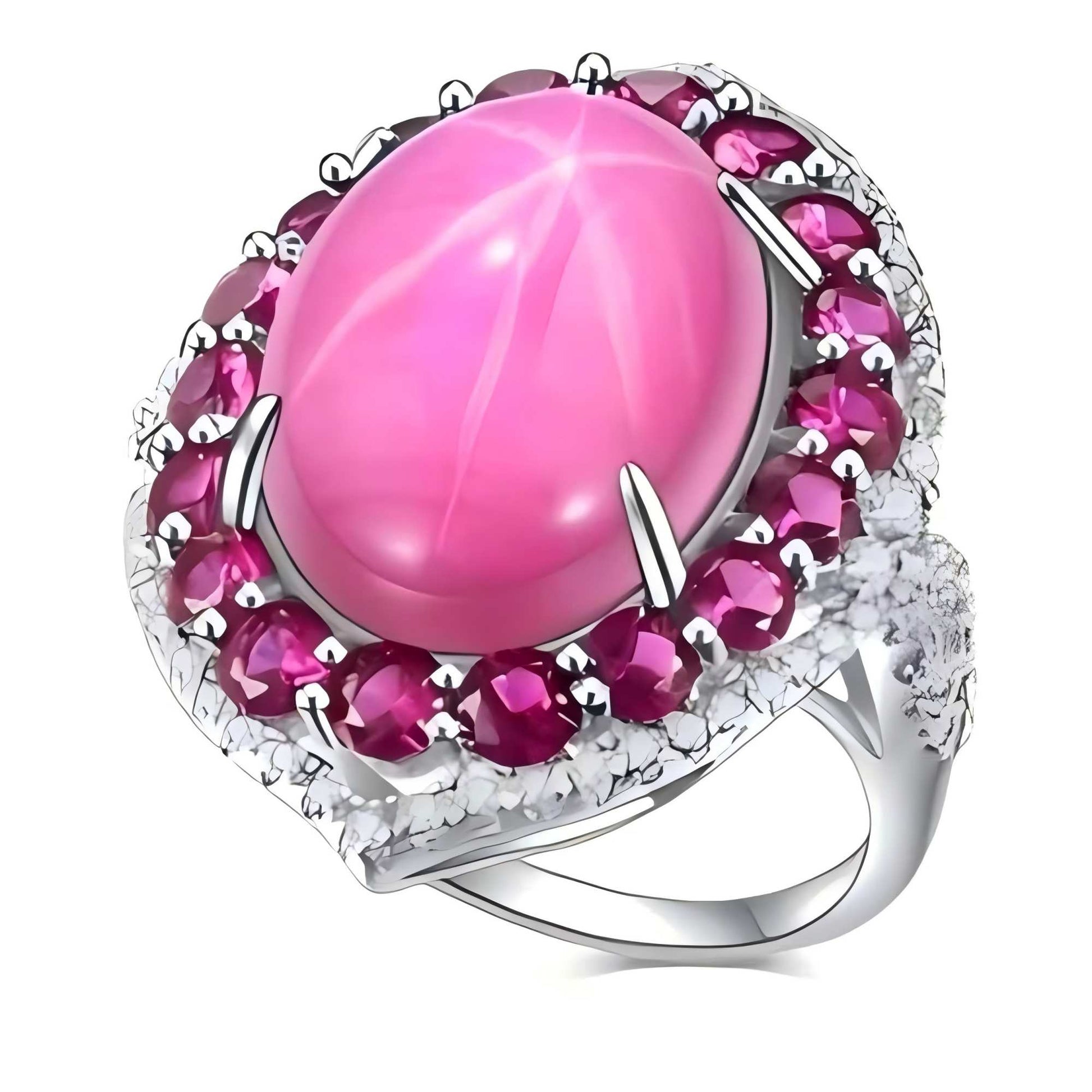 Twilight Flame - Lab-Grown Ruby Oval Cabochon Ring - Sound of Flowers